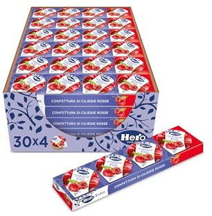 Hero Poker Confettura Di Ciliegie Rosse, Marmellata e Confettura Extra, Frutta di Alta Qualità, senza Conservanti e senza Coloranti, 30 Confezioni da 100 Grammi (4 Monodosi x 25 Grammi)
