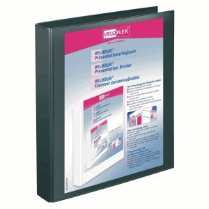VELOFLEX 10 x Präsentationsringbuch Velodur A4 PP kaschiert 4-D-Ring-Mechanik 25mm schwarz
