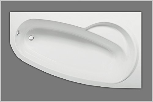 Raumsparbadewanne Acryl links, weiß, 158x100cm x43cm