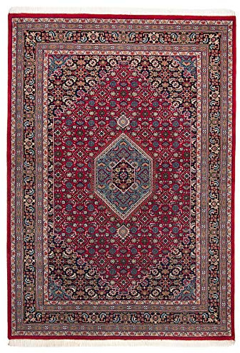 Benares | Bidjar | Teppich aus 100% Schurwolle | handgeknüpft | Größe: 40 x 60 cm | Farbe: Rot | THEKO