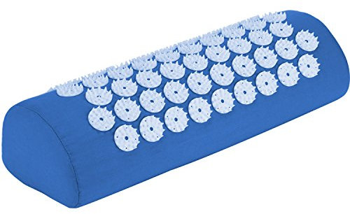 Belmalia Cuscino per agopressione per spalle e collo, rotolo per cervicale, cuscino per massaggio, cuscino per rilassamento, TCM Blu