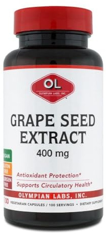 Olympian Labs Grape Seed Extract 400mg Vegan Capsules | Supports Heart & Immune Health, Antioxidant - 100 Count
