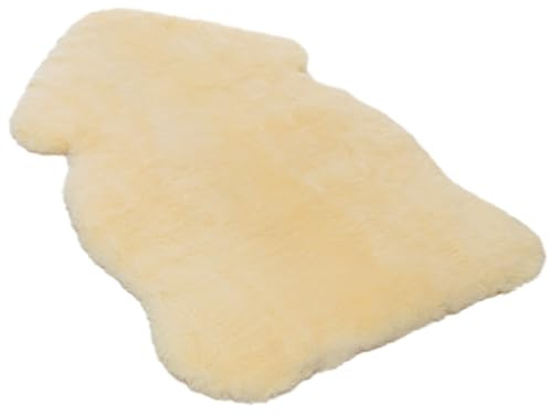 Peau de mouton pour bébé WERNER CHRIST BABY – peau médicale, douillette, qualité allemande, idéale pour landau, comme couverture ou tapis de jeu. Longueur : 65, 75, 85, 95 cm, couleur nature jaune