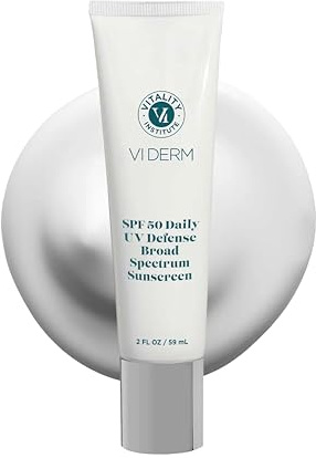 VI Derm SPF 50 Daily UV Defense Sunscreen - Broad Spectrum Sunblock for Face & Body - Lightweight, Oil-Free, Fast-Absorbing Skincare Protector - Clean, Non-Greasy Formula - Fragrance Free, 2 Fl Oz