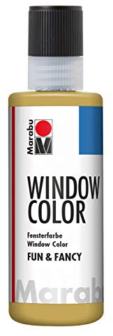 Marabu 04060004183 - Window Color Fun & Fancy, Gold 80 ml, Fensterfarbe auf Wasserbasis, ablösbar auf glatten Flächen wie Glas, Spiegel, Fliesen und Folie