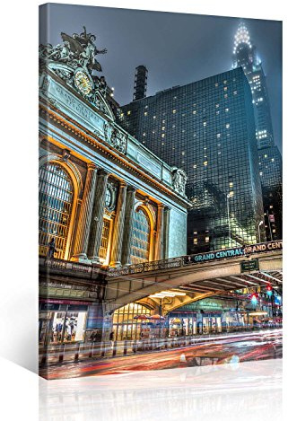 PICANOVA – Grand Central Station New York 100x75cm – Premium Leinwanddruck – Kunstdruck Auf 2cm Holz-Keilrahmen Für Schlaf- Und Wohnzimmer