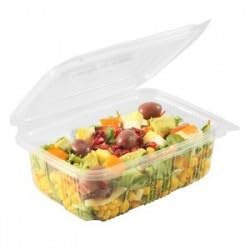 HCIA Barquette rectangulaire à couvercle rabattable, 250ml, 123 x 114 x 49 mm, Recyclable, À emporter