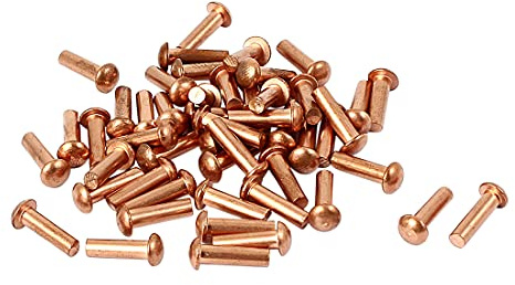 sourcing map 50 Stück 3x10mm Welle Rundkopf Schrauben Kupfer Nieten Gold Ton DE de | Nieten
