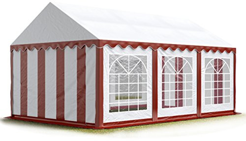 Carpa para Fiestas Carpa de Fiesta 3x6 m Carpa de pabellón de jardín Lona PVC 700 N en Rojo-Blanco Impermeable