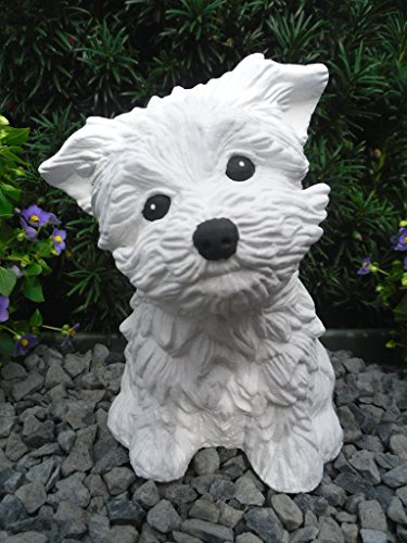 STEINFIGUREN SPICKER Steinfigur Hund 125/5, Gartenfigur Steinguss Tierfigur Weiß