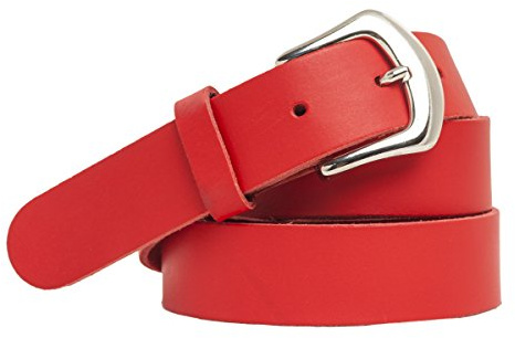 shenky Ledergürtel glatt | 3cm Breite | Gürtel mit Gürtelschnalle | Echtleder | Damen | Schnalle | Echt Leder | Damengürtel | Echtledergürtel | Bundweite 100cm | Rot