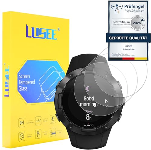 Lusee 3 Pièces Verre Trempé pour Montre Connectée (Ronde, Diamètre 39mm) Universel Film Protection d'écran [9H Verre Dur] [HD Clair] [Anti Rayure] [Anti Empreinte] 2,5D Film de Protecteur écran