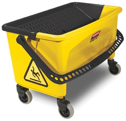 Rubbermaid Commercial Products Seau HYGEN 66 cm avec Presse Intégrée Jaune – Système Essorage sans Contact pour Nettoyage Professionnel Intensif – FGQ90088YEL