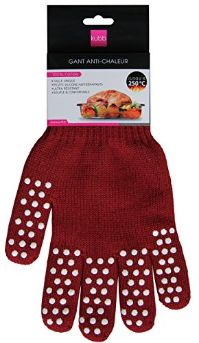 Kubb K053 Gants Anti-Chaleur Coton/Silicone Rouge Foncé 16 x 28 cm