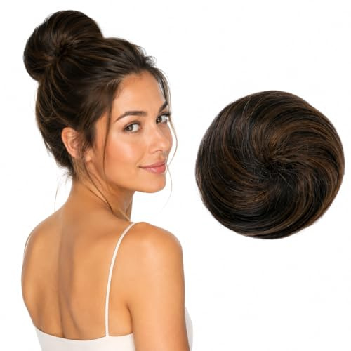 CAISHA 100% ECHTHAAR DUTT Sabrina Hochsteckfrisuren Haarteil Haarknoten Hepburn DUTT Sabrina Haargummi Dunkelbraun Mix H311i