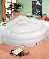 Eckbadewanne SIMONA 150x150x44cm, weiß, mit Wannenschürze, Ablaufgarnitur und Wannenfüssen