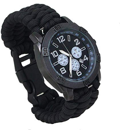 Mil-Tec Unisex analog kvartsur för vuxna med nylonband 15774002-903, svart, M, band