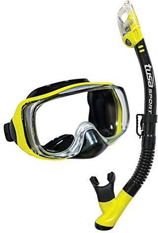 TUSA Sport Imprex 3D Dry - Schnorchelset schnorchelmaske trocken schnorchel - silikon schwarz/gelb