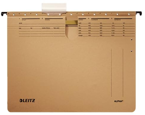 Leitz 19143000 Hängehefter Alpha, kaufmännische Heftung, Natronkarton, 10 Stück, naturbraun