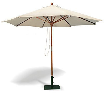 Jati Umbra 3m Large Patio Parasol with Cover (Natural) - Octagonal, Double-Pulley, 2-Part Pole