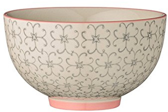 Bloomingville skålar Cecile retro dessertskålar skål vintage Ø 11,5 cm, grå rosa, keramik, set om 3, rymmer ca 280 ml