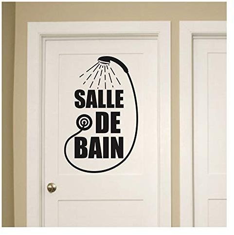 Stickers salle de bain - Sticker salle de bain - Sticker porte - Autocollant de porte - Stickers toilette - decoration toilettes - 30CM x 20CM - Sticker Mural Noir