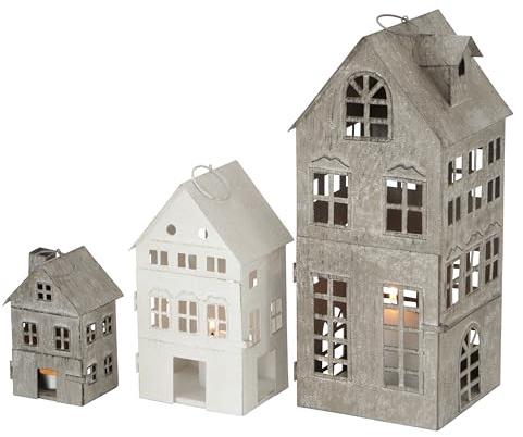 Boltze Laternen Set Firenza (Windlichter 3-teilig, stilvolles Design, Lichthaus, ohne Kerzen, Dekoration für Wohnung, Haus, Indoor, Kerzenhalter) 4029300, Weiß