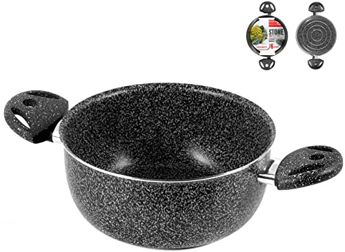 Home Casseruola Due Manici Antiaderente Stone Cm24 Pentole E Preparazione Cucina, Antracite, 24 cm