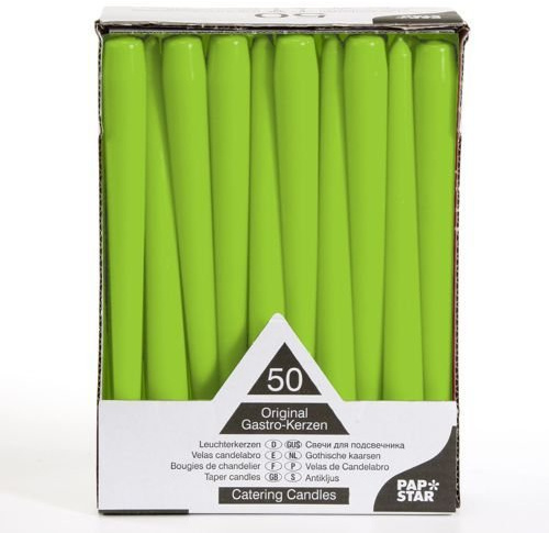 Papstar 50 Leuchterkerzen Ø 2,2 cm 25 cm limonengrün hellgrün
