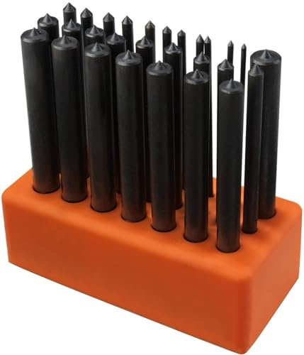 NEIKO 02621A överföringsstans-set med högkvalitativa värmebehandlade stålstansar, stansar, stansar set, stansstorlekar 0,9 cm till 1,27 cm, 28-delat set