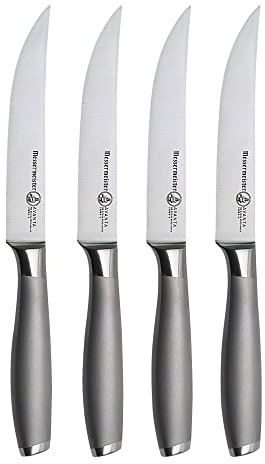 Messermeister Avanta 5” Fine Edge Steak Knife Set - German X50 Stainless Steel - Rust Resistant & Easy to Maintain - Includes 4 Steak Knives