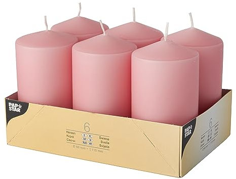 Pappstar Stumpenkerzen Altrosa, 60 x 115mm (6 Stück)