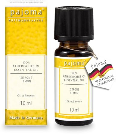 pajoma® Duftöl 10 ml, Zitrone | 100% Naturrein Ätherisches Öl für Aromatherapie, Duftlampe, Aroma Diffuser, Massage, Naturkosmetik | Premium Qualität