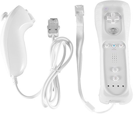 XCSOURCE 2 en 1 Nunchuck et Télécommande avec Dragonne, Housse en silicone pour Nintendo Wii et Wii U, Blanc AC649