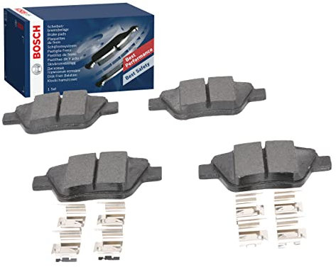 Bosch BP1338 - Plaquettes de Frein Arrière pour Voiture - Qualité Bosch - Réduction du Bruit et de la Poussière - Certifié ECE-R90 - Sans Cuivre - Jeu de 4 Plaquettes - Avec Accessoires