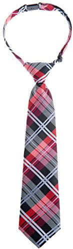 Retreez Jungen Gewebte vorgebundene Krawatte Elegante Tartan Plaid Karo - schwarz und rot - 4-7 Jahre