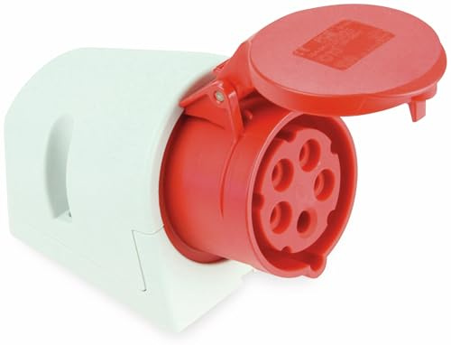 as - Schwabe CEE Steckdose Aufputz - 400 V, 32 A, 5-polig - IP44-60432 | CEE Wandsteckdose - Wanddose mit Klappdeckel - mit schlagfestem Gehäuse - mit Schraubanschlüssen - Made in Germany - Weiß/Rot