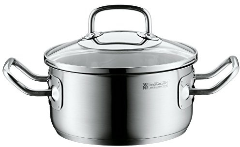 WMF Profima Kochtopf klein 16cm, Glasdeckel, Bratentopf Induktion 1,4l, Cromargan Edelstahl poliert, unbeschichtet