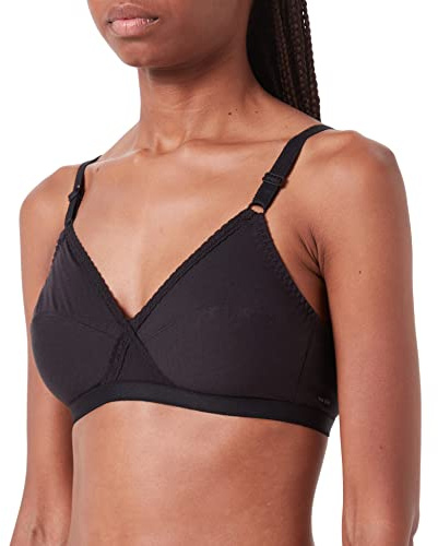 Nur Die Komfort BH bügelloser Softcup-BH Bra weich bequem mit Spitze Kreuzschnitt-Technologie für starken Halt Damen, schwarz, 85B