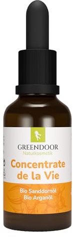 GREENDOOR Haut-Pflege Konzentrat BIO Arganöl Sanddorn 30ml Natur-Serum gegen Hautschäden, unterstützt Zellneubildung, vegan konzentriert nährend Elixier, antifalten Gesicht
