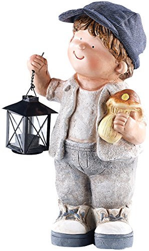 Royal Gardineer Dekofiguren: Handbemalte Deko-Figur Klein-Willy mit Laterne (Magnesia Figuren, Garten Deko, Gartenzwerg)