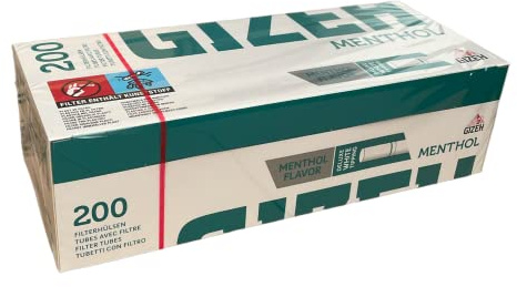 Gizeh - King Size Filterhülsen Menthol Tip - 1 Packung mit 200 Stück