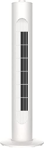 MYLEK Electric Tower Fan Oscillating 30 - Timer, 45w, 3 Speed Settings, Quiet Operation, Lightweight Design - White