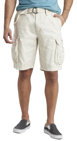 UNIONBAY mens Survivor Belted Cargo Shorts, Stone, 34 US