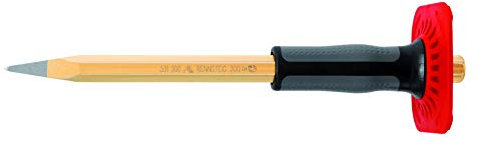 Rennsteig 331 350 1 Pointed Painted Chisel with Handguard, Gold/Red, 350 mm