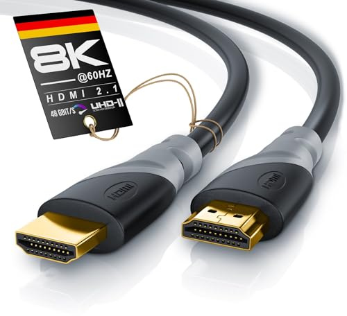 CSL - 8k / 4k HDMI Kabel 2.1/2.0-1,5m - 8K @ 60Hz - 4K @ 120Hz - 48 Gbit/s - 3D - Ultra High Speed mit Ethernet - TV Blu-ray PS5 Xbox Series X Switch - schwarz - 1,5 Meter