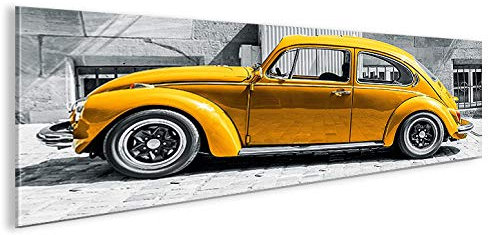 islandburner Bild Bilder auf Leinwand Käfer Kult Auto Beetle Panorama XXL Poster Leinwandbild Wandbild Dekoartikel Wohnzimmer Marke