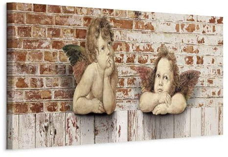 murando - Wandbilder XXL Engel 135x45 cm 1 tlg - Wand Deko Vlies Leinwand Bilder Groß Wanddeko Wohnzimmer Schlafzimmer Kunstdrucke Panoramabild - Holzoptik Ziegeloptik h-C-0026-b-a
