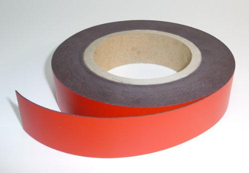 magnetisches Etikettenband 30mm x 10m, rot, 1 Rolle – magnetische Etiketten Rollenware, Lageretiketten magnetisch, beschriftbar, Magnetstreifen
