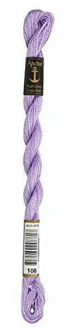 Anchor Perlgarn Stärke 5 4585000-00108 flieder Stickgarn, 100 % Baumwolle, 5g Strängchen